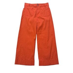 Anthropologie Maeve The Colette Pants Women's 30 Orange Red Wide Leg Linen Blend